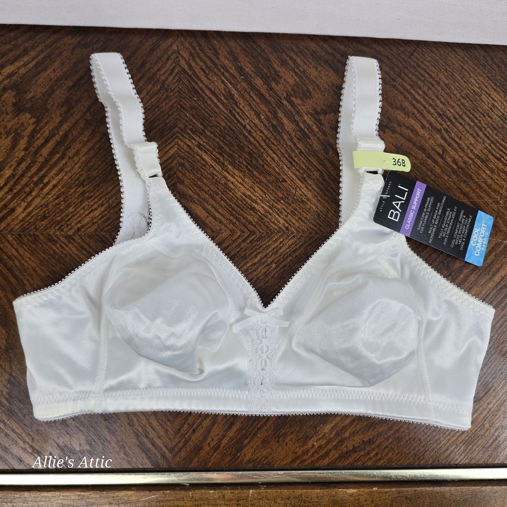 Bali Classic Support Bra 36B Wire Free Full Figure White DF3820 Cool Comfort New